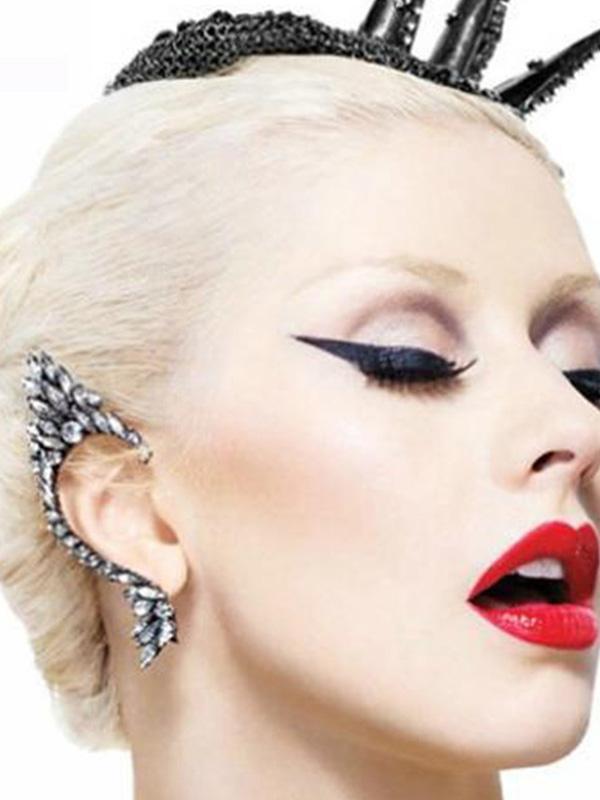 Dam mode Ny punk klubb stil lämna form Crystal öron klämma örhängen örhängen