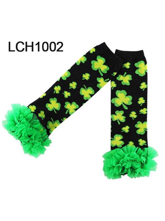 New Children's Clover Printing  Mesh Lace Halloween Christmas Stocking Leg Warmers