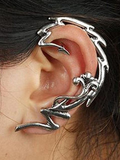 Dam mode Ny personlighet Punk stil blomma pil design öronklämma öron örhängen