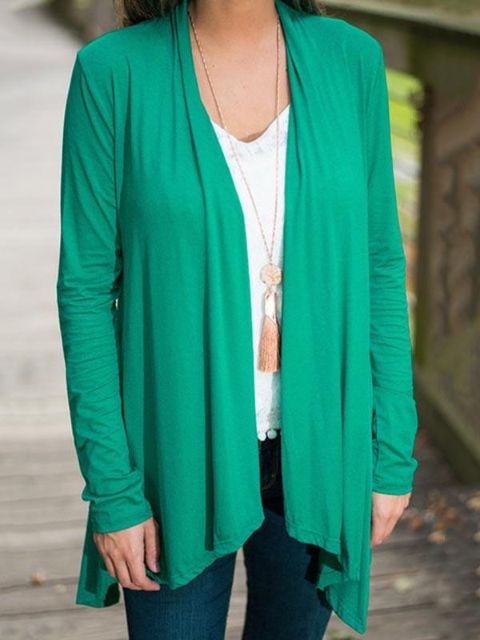 Femmes Automne Mode Style Libre À Manches Longues De Base Long Cardigan Hauts Outwear