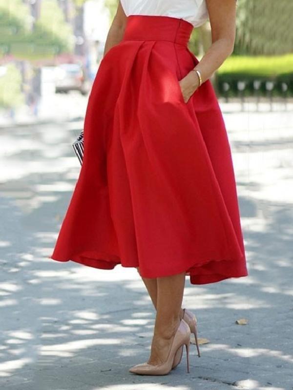 Vestidos de meia-idade saias plissadas vermelho retrô moda Vintage da década de 1920