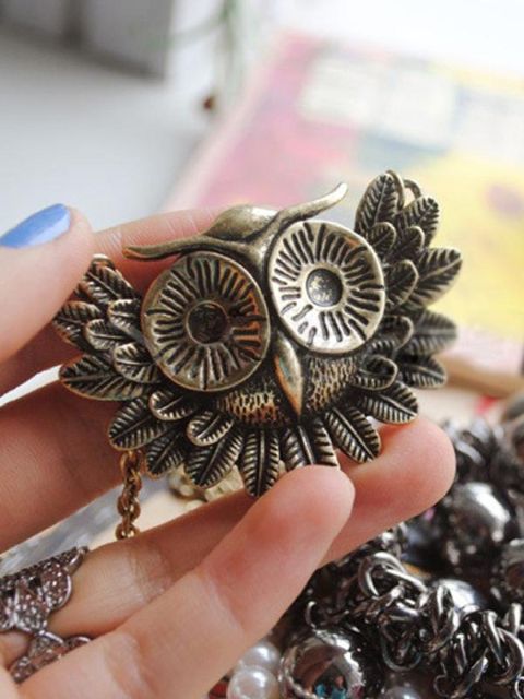 Uusi muoti Retro antiikki pöllö ketjun riipus kaulakoru koruja tarvikkeet