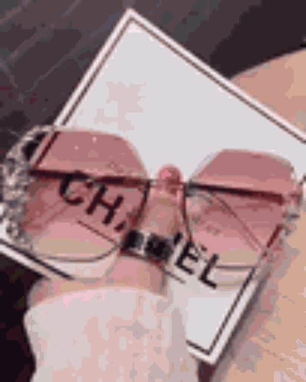 1Pair Rhinestone Tinted Lens Irregular Rimless Frame Sunglasses