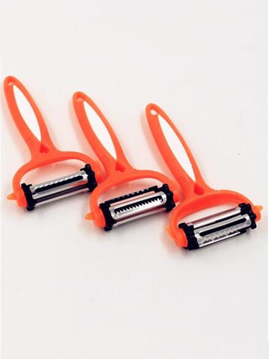 Multifunktionel 360 graders roterende kartoffelskræller Grøntsagsskærer Frugt Melonhøvl Rivejern Køkkenudstyr med 3 blade