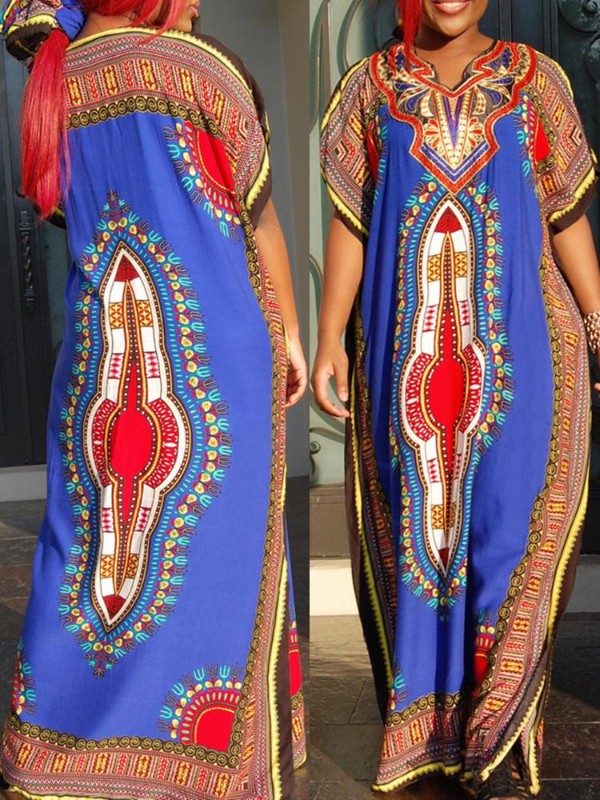 Sexy Frauen 2016 Sommer Totem Print Casual Dress Kurzarm Vintage-Kleid