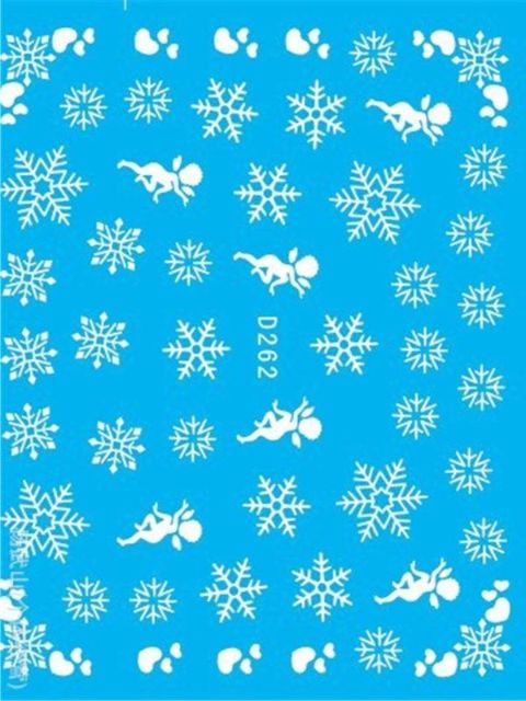 Jólagjöf Snjóvatnsmerki Naglalakk límmiðar