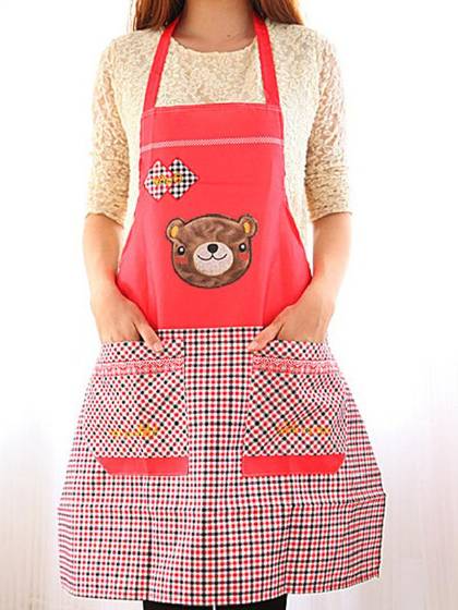 Mulheres Bonito Urso Dos Desenhos Animados de Algodão Imprimir Avental Avental de Moda Para A Pintura de Cozimento Assar Partido Avental