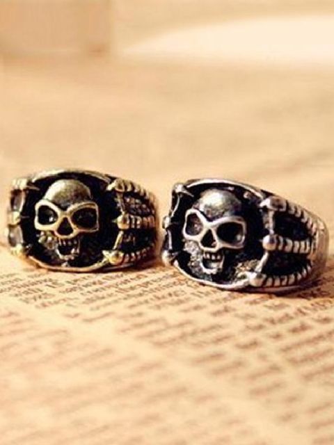 Moda Unissex Vintage Clássico Anel Liga Anéis Big Skull Skeleton Ring Finger Estilo Punk Jóias