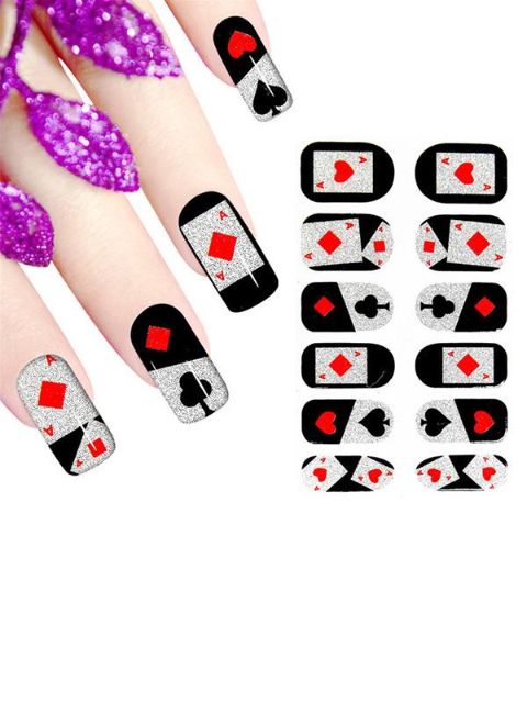 Kvenapókerform DIY skínandi límmiði Naglalistarmerki Naglar Umbúðir Naglaverkfæri Manicure