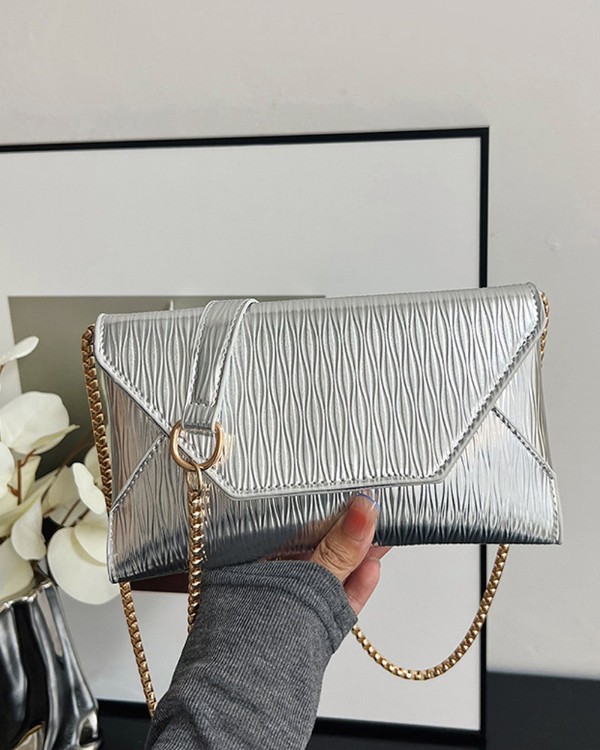 Fashion Chain Envelope Clutch Purses PU Handbags with Chain Shoulder Strap
