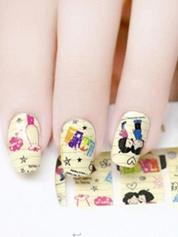 Patrón de animales de las niñas de dibujos animados de las mujeres etiqueta engomada del arte del clavo calcomanías de uñas uñas abrigos herramientas de uñas manicura