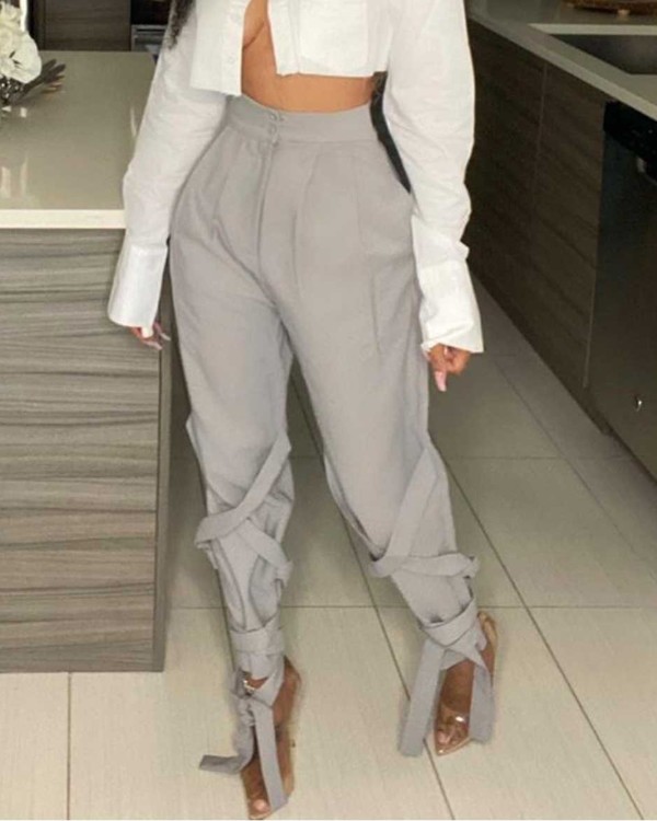 Bandage High Waist Pocket Design Hose