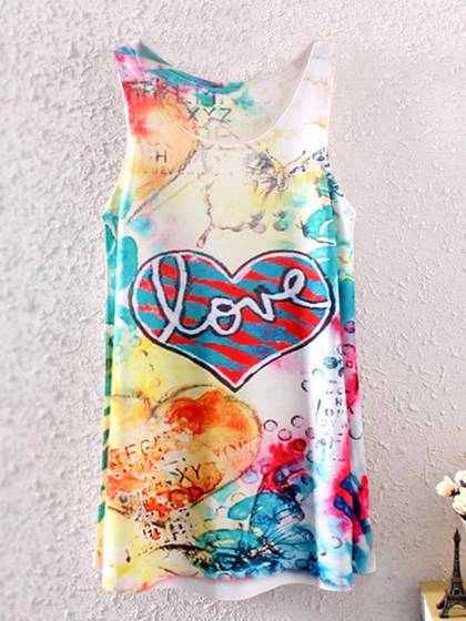 Summer Style Women Fashion Sleeveless "Love" 3D Printed Blouse Shirt Vest Tank Tops
