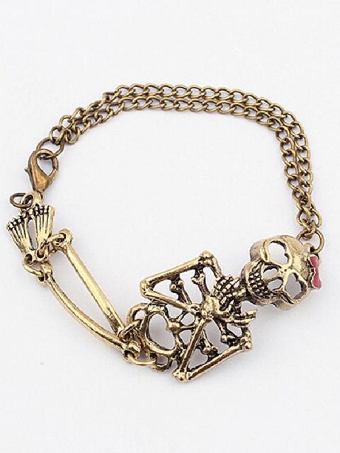 Tíska álfelgur Unisex Vintage armband höfuðkúpa beinagrind armbönd Pönk skartgripir