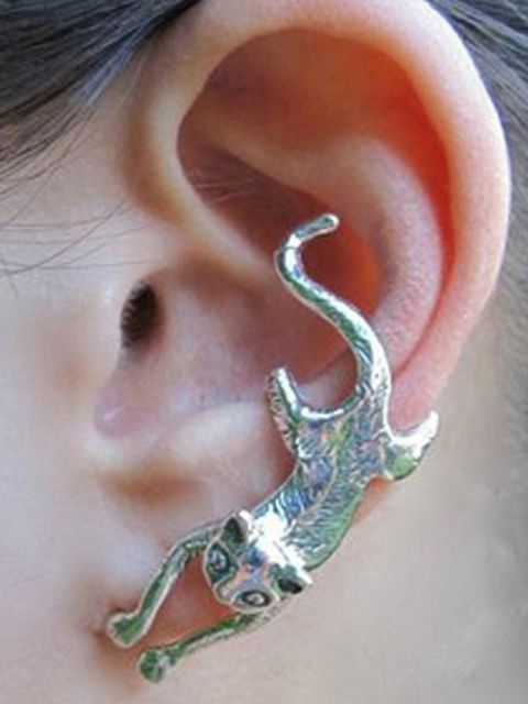 Women's Fashion New  Personality Punk Style Cat Shape Ear Clip  Ear Stud Earrings
