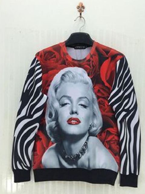 Sexy Lady Print Winter Autumn Fashion Long Sleeve Tops Sweatshirts Crewneck Outwear