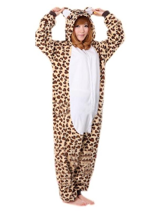 Hot Adult Fashion Onesie Leopard Kigurumi Jumpsuit Warm Pajamas Adult Anime Cosplay Halloween Costume Winter Lovers Couples Homewear Pajamas Sleepsuit