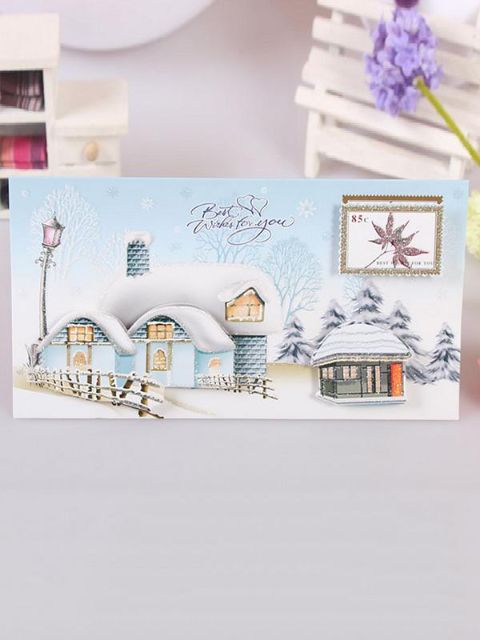 Creative Christmas Gifts Greeting Cards Folding Card Postcards Best Wishes to Friends