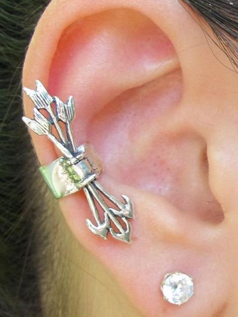 Fashion Unisex New Cool Personality Punk Style Retro Arrow Design Ear Clip Earrings