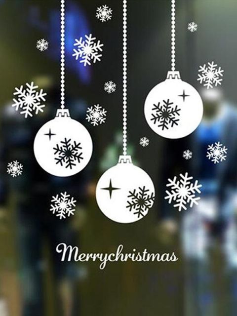 Jólaskreyting Nýir snjólampaljós bakgrunnur límmiðar Vegggluggalímmiðar