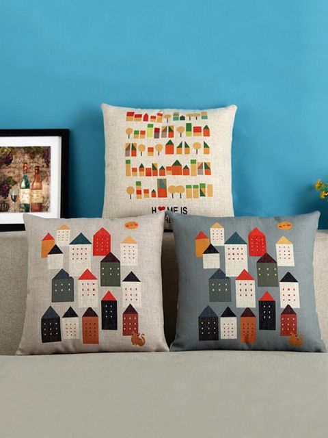 Mjúkt þægilegt bómullar teiknimyndahús prentað bifreiðasófapúða