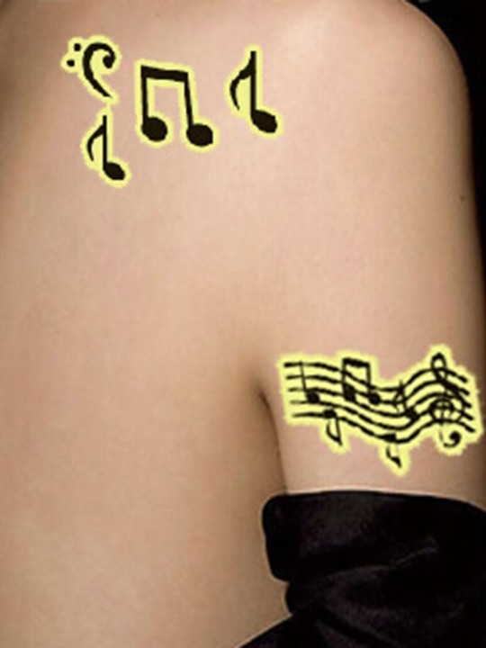 Unisex Mode Musik Muster Noctilucous Wasserdichte Tattoo Aufkleber Decals Temporäre Tätowierung