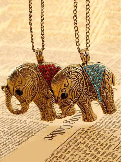 Mode Elefant Etnisk Halskæde Fuld Krystal Thailand Elefant Vedhæng Sweater Lang Kæde Fin Halskæde For Kvinder