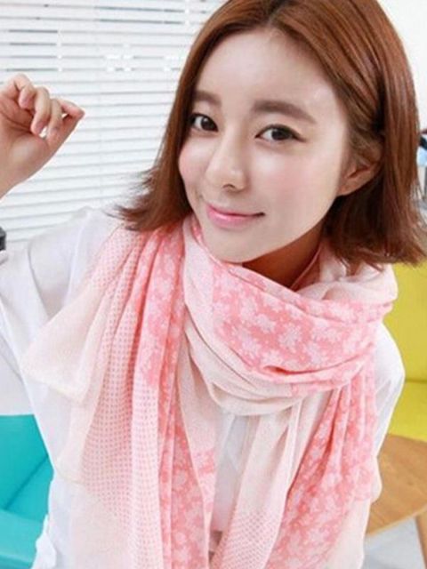 Inverno das mulheres novas de outono rosa impressão Floral cachecóis quentes Voile xaile