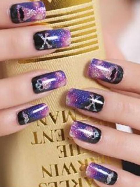 Naisten muoti 3D Galaxy Nail Art Vinkkejä Tarrat Kynsi Tee-se-itse Design Manikyyri Tarrat Nail Art Tarra / Tatuointi / Tarra
