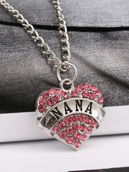 Bijoux fantaisie NANA lettre impression collier chaîne en forme de coeur strass pendentif bijoux accessoires