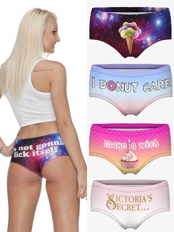 Sexiga kvinnors söta underbyxor underbyxor Underkläder Digital utskrift 3D-trosor sömlösa