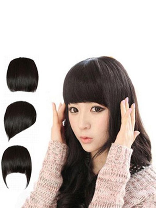 Delicate Newest Fashion Women  Pro Salon Black Short Straight Full Bangs Wigs