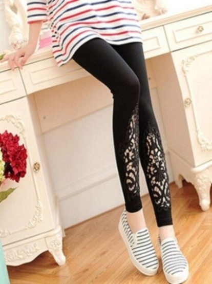 Neue Frühlings-Herbst-Gamaschen-hohe elastische Taillen-Hosen-Hosen-Gamaschen-Baumwollblumenblätter höhlen heraus sexy breathable Gamaschen aus