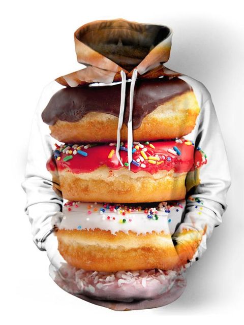 Höst Vinter Dam Mode Kärlek Donuts Tryck Långärmade Mössor Huvtröjor Överkläder