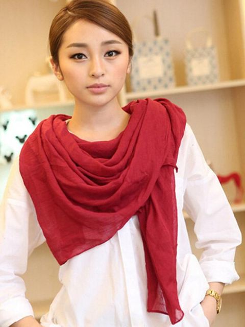 Las mujeres de la manera Otoño Invierno de Algodón Suave de Color Sólido Larga Cálida Bufandas Voile Chal Toalla de Playa de Protección Solar de Tela