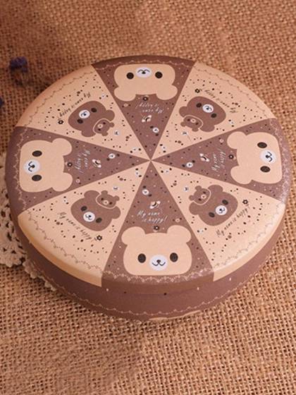 Christmas Tin Box Cartoon Bear Print Mini Jewelry Case Desktop Round Candy Cookies Storage Boxes Gifts