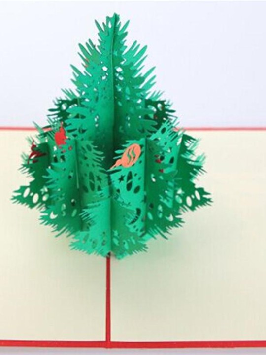 Tarjetas de felicitación creativas del árbol de navidad 3D Tarjetas de felicitación hechas a mano del grabado del corte de papel