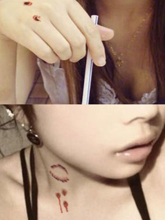 Halloween skräck kula sår realistiska blod ärr mönster vattentät tatuering klistermärken dekaler tillfällig tatuering