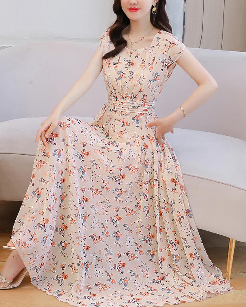 "Festive Christmas Maxi Dress with Long Sleeves and O-Neckline - Casual Button Details"