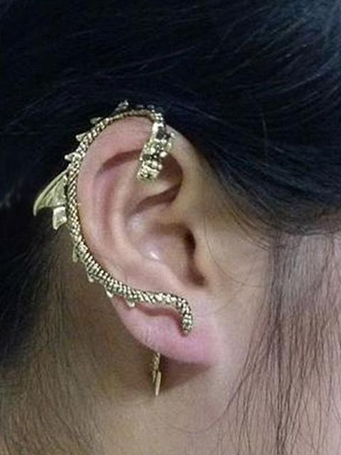 Moda para mujer Nueva personalidad Estilo Punk Flying Dragon Forma Clip para el oído Ear Stud Pendientes