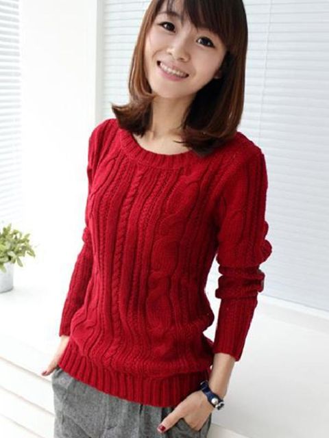 Nýir kóreskir lausir prjónavörur fyrir konur Haust- og vetrarfrakki Langerma peysa Þykkir peysur