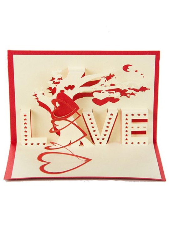 Chinese Paper Cutting Valentinstag 3D Grußkarten Büttenpapier-Cut Klappkarte Postkarten