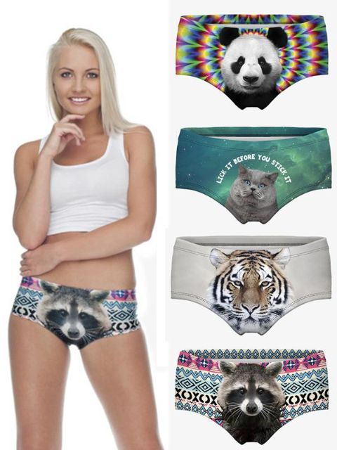 Mode Sexiga kvinnors underbyxor underbyxor Underkläder Digital djur Panda Cat Tiger Koala Printing 3D-trosor sömlösa