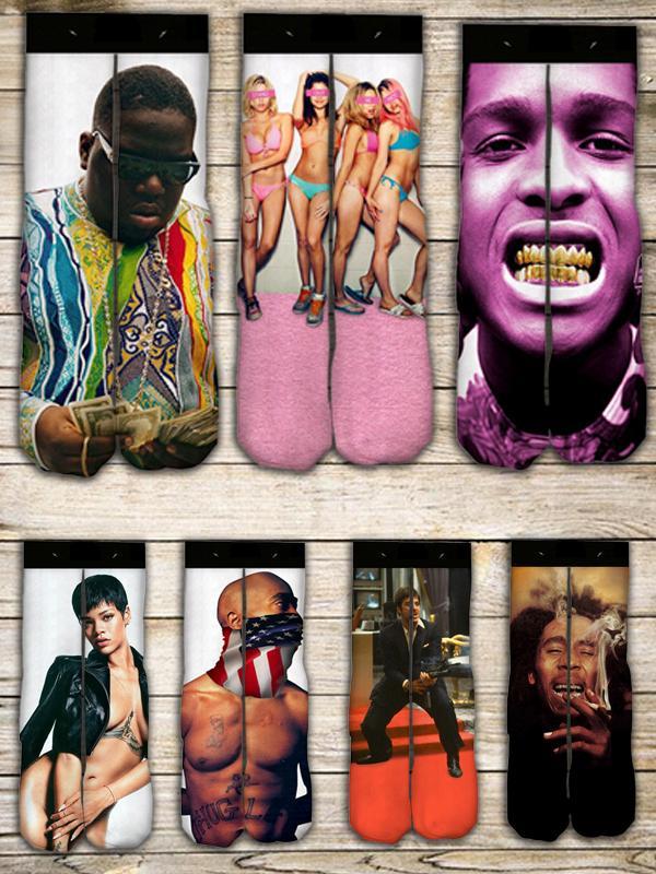 Bas de conception individuelle de mode chaussettes d&#39;impression stéréo chaussettes en éponge unisexe transfert thermique rue basket-ball tie-dye bas