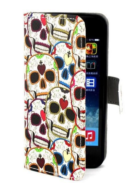 Caso simple del iPhone 6 de la moda cubierta del tirón del tenedor del teléfono Titular de la tarjeta colorida de la cartera de la impresión