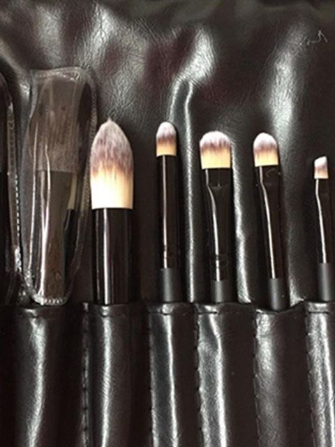 Beauty Black Leather Bag Magic Make Up Brush 9 Pieces Cosmetic Foundation Concealer Brush Set