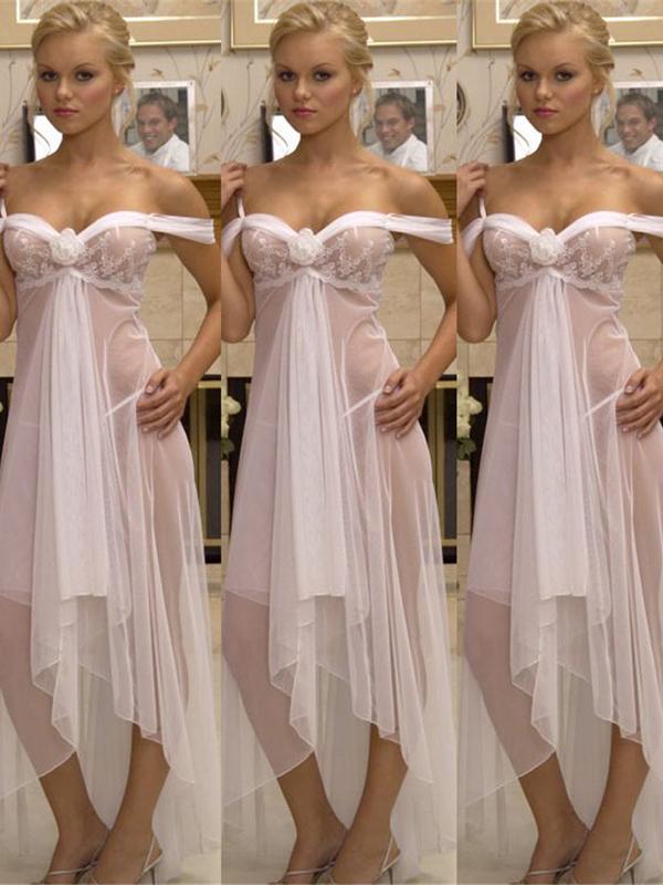 Naisten olkapäät paljastava mekko eroottinen alusvaatteet seksikäs yöpaita pitsi häät morsiamen seksikäs alusvaatteita