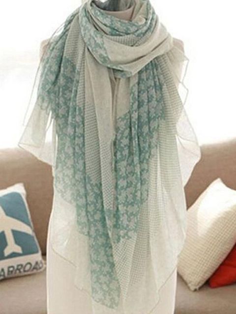 Herbst-Winter-beiläufiger blauer Blumenwarmer Schals-Voile-Schal der neuen Frauen