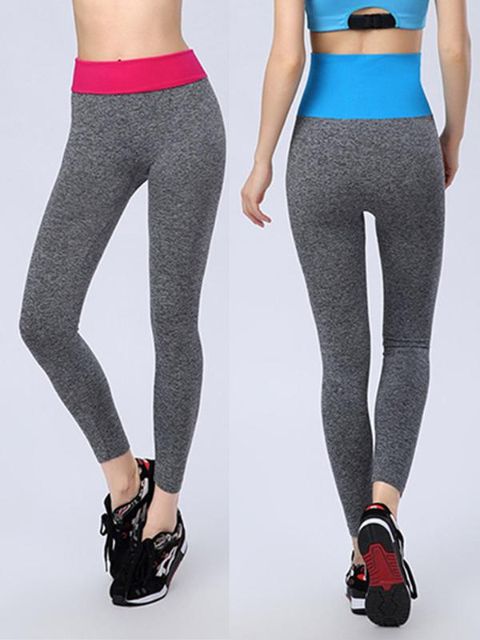 Moda feminina Casual Capri YOGA Correndo Esporte Calças de Cintura Alta Leggings Cortadas Calças de Fitness