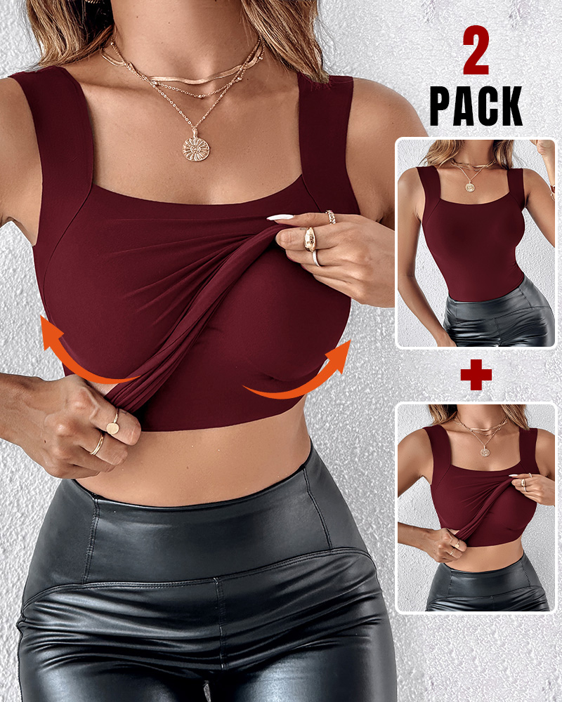 ChicMe ContourX 2-delad U-hals Shapewear Inbyggd BH Tank High Strechy Ärmlös Slim Fit Toppar Camisole
